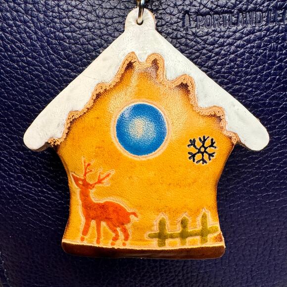 Gingerbread House Purse Charm Genuine Leather Bag Charm Christmas Flair - Picture 3 of 9